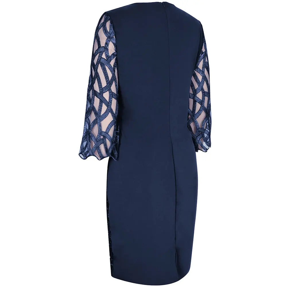 Elegant Sequin Evening Party Dresses 2022 Spring Mesh Patchwork Casual Midi Dress nowadaysfashion