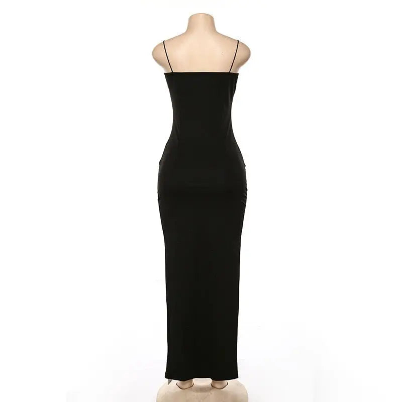 Backless Strap Split Dress Women Elastic Long Dresses Sleeveless Camisole Dress nowadaysfashion