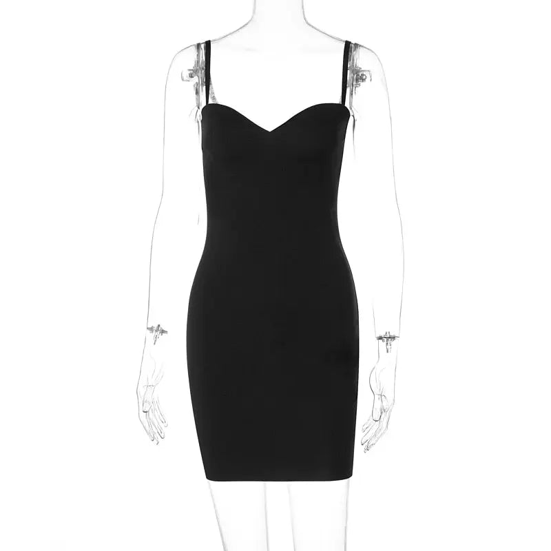 Solid Women Strap Mini Dress Bodycon Sexy Streetwear Clothes Basic Slim Fashion Casual nowadaysfashion