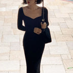 Strapless Ribbed Knitted Bodycon Dress Women Winter Long Sleeve Midi Sweater Dress nowadaysfashion