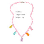 Candy Color Gummy Mini Bear Cartoon Necklace for Women Girls Birthday Jewelry Gifts nowadaysfashion