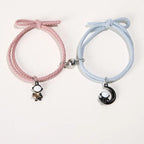 2Pcs/ Set Cartoon Magnetic Couple Bracelets with Moon Robots Pendant nowadaysfashion