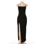 Backless Strap Split Dress Women Elastic Long Dresses Sleeveless Camisole Dress nowadaysfashion