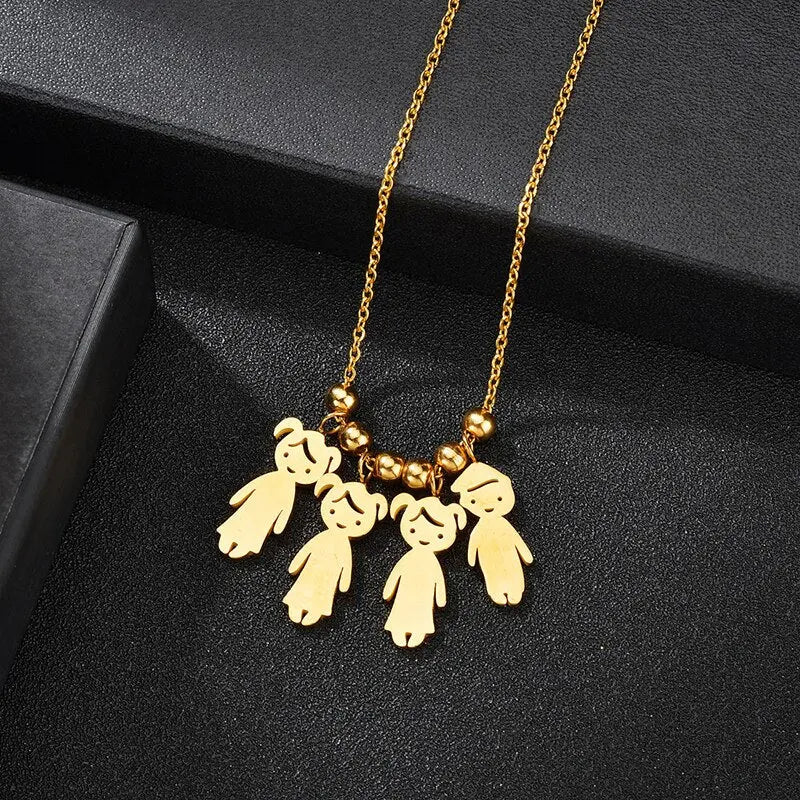 Personalized Boy Girl Kids Pendant Necklace Women Child Engraved Name Date Family Jewelry nowadaysfashion