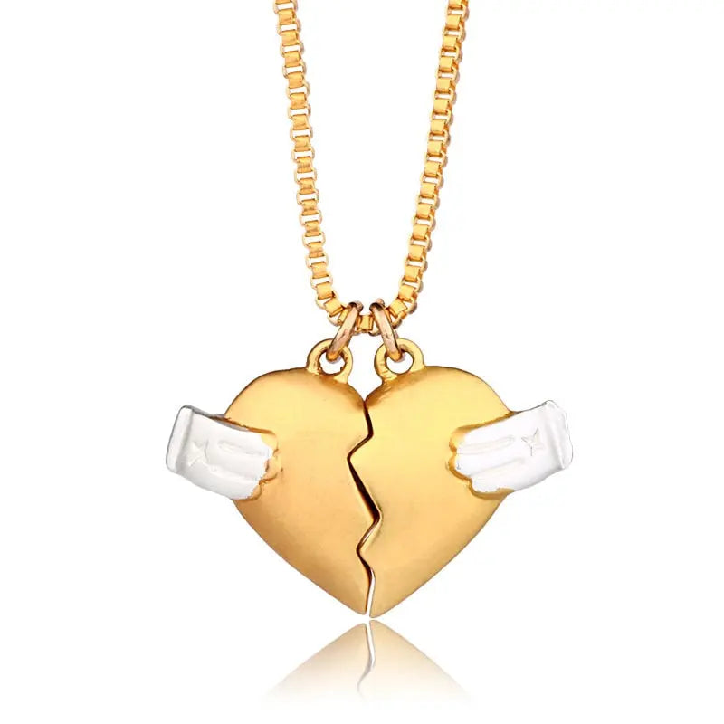 2Pcs Lovers Matching Heart Pendant Couple Magnetic Heart Pendant Necklace Couple Jewelry nowadaysfashion