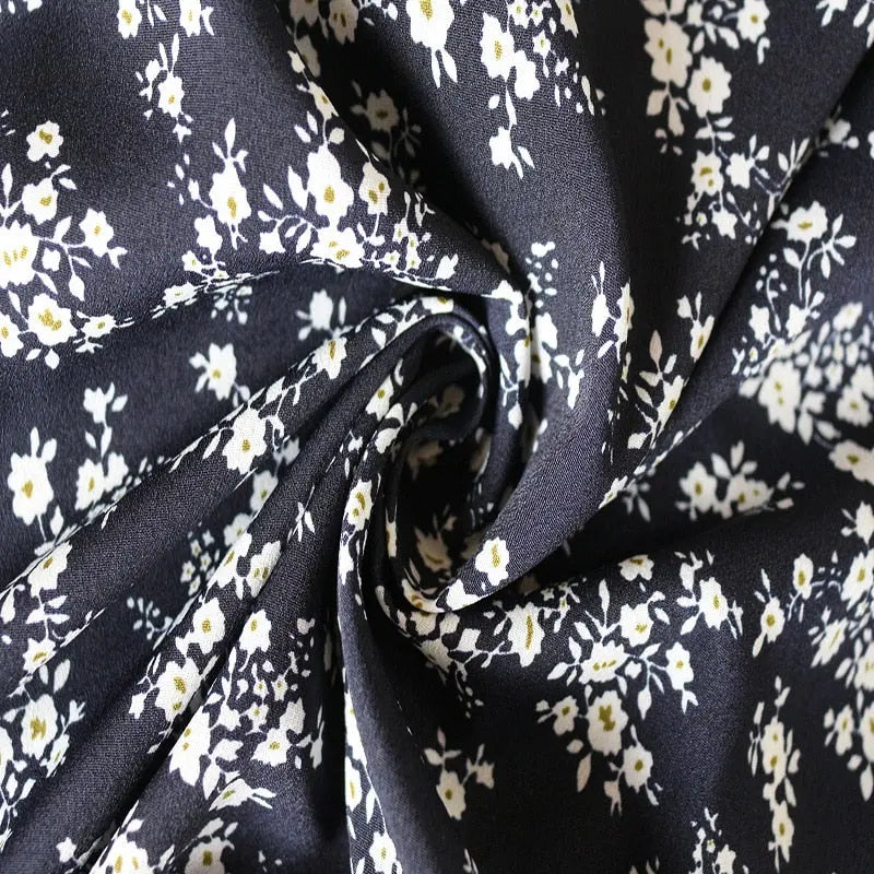 Women Chiffon Long Dress Floral Print Lantern Sleeve A-line Maxi Vestidos Vintage V Neck Dresses nowadaysfashion