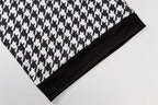 Houndstooth Print Women Long Sleeve Midi Dress Hollow Out Bodycon Streetwear nowadaysfashion