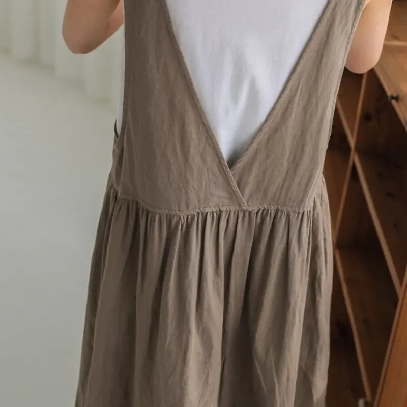 Spring and Summer Sleeveless Robe Dress Ladies Dress Plus Size XL- 5XL Cotton Linen Wome nowadaysfashion