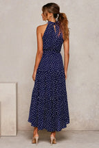 Summer Long Dress Polka Dot Casual Dresses Black Sexy Halter Strapless Sundress Vacation nowadaysfashion