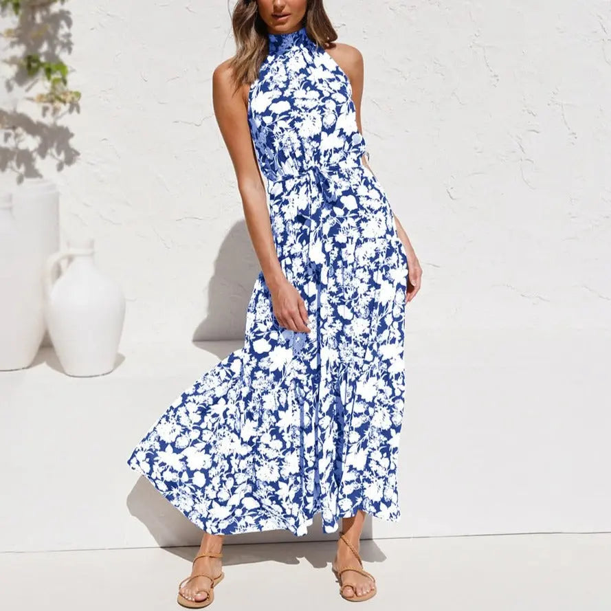 Summer Long Dress Polka Dot Casual Dresses Black Sexy Halter Strapless Sundress Vacation nowadaysfashion