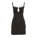 Hollow Out Halter Black Lace Up Slim Mini Dress Women Summer Beach Bodycon Dresses nowadaysfashion