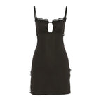 Hollow Out Halter Black Lace Up Slim Mini Dress Women Summer Beach Bodycon Dresses nowadaysfashion