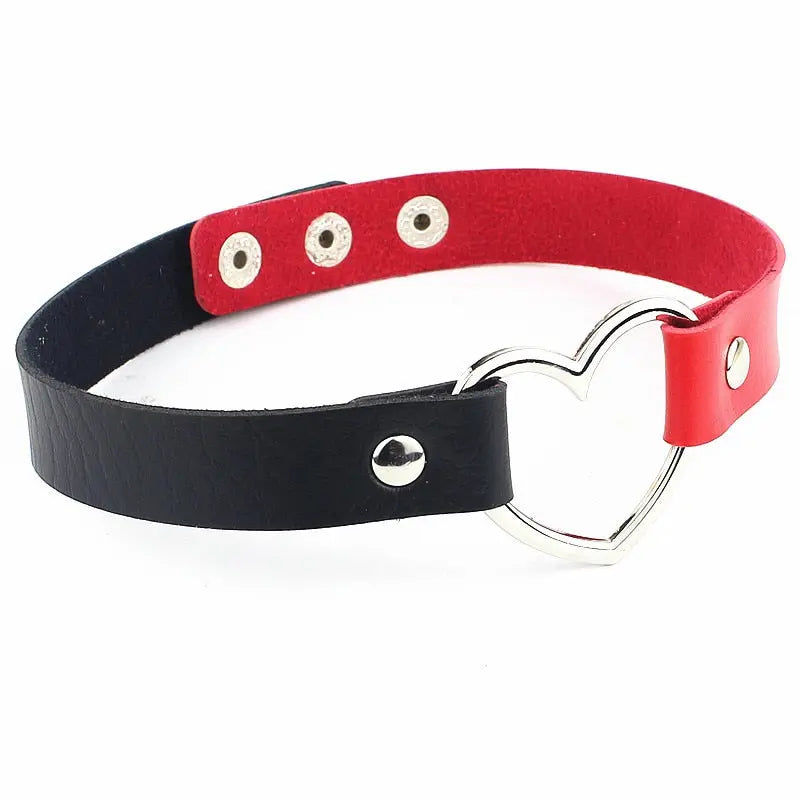 New Punk Gothic PU Leather Choker Chain Heart Buckle Collar Necklace nowadaysfashion