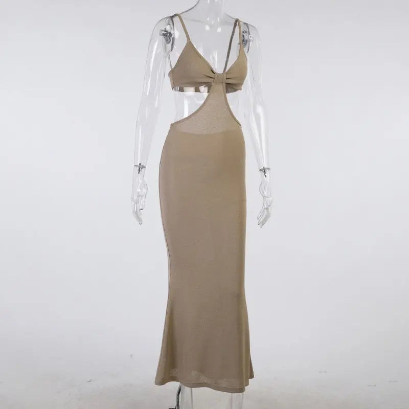 Strap Sexy Backless Maxi Dress Summer Holiday Women Dresses Hollow Out Dress Sundress nowadaysfashion
