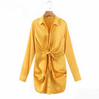 mini dress summer long sleeves women irregularity pleated vocation style loose white shirtdress nowadaysfashion