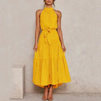 Summer Long Dress Polka Dot Casual Dresses Black Sexy Halter Strapless Sundress Vacation nowadaysfashion