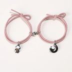2Pcs/ Set Cartoon Magnetic Couple Bracelets with Moon Robots Pendant nowadaysfashion