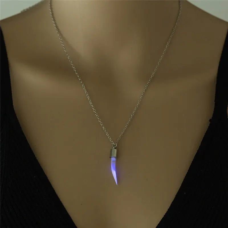 Chili Clavicle Chain Luminous Stone Metal Tooth Pendant Men and Women Personality Gift nowadaysfashion