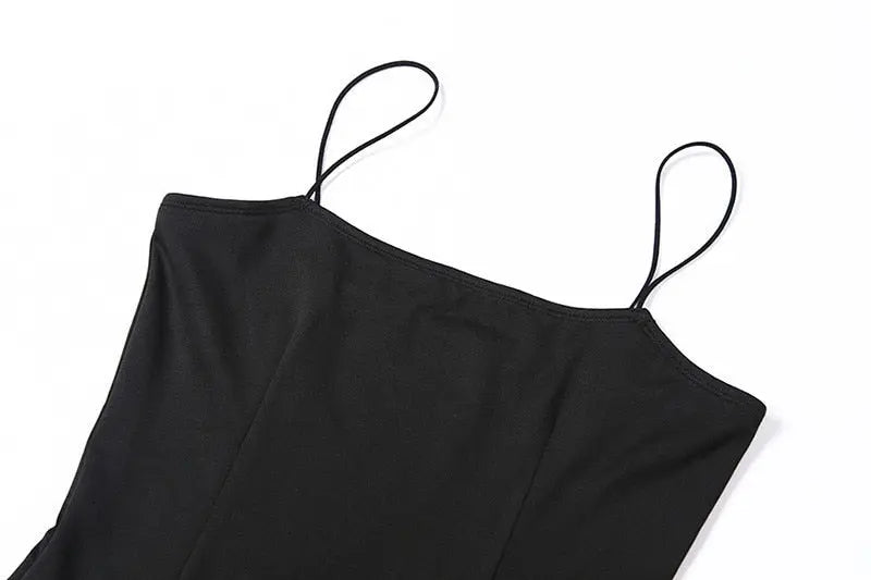 Backless Strap Split Dress Women Elastic Long Dresses Sleeveless Camisole Dress nowadaysfashion