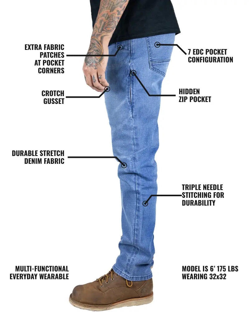 Hideout Denim Taper Fit Pants - Vintage Wash Off The Grid Surplus