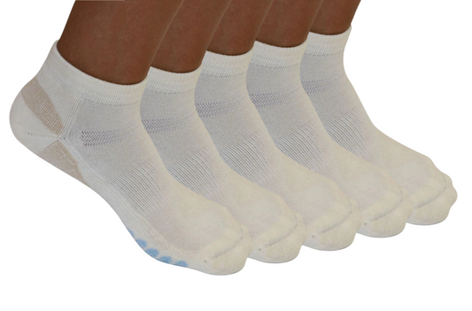 High Performance Anklet Bamboo Viscose Socks Unisex White Color - 5-pack Spun Bamboo