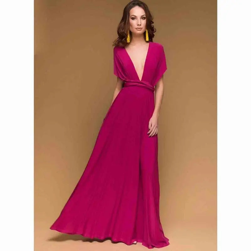 Sexy Women Multiway Wrap Convertible Boho Maxi Club Red Dress Bandage Long Dress nowadaysfashion