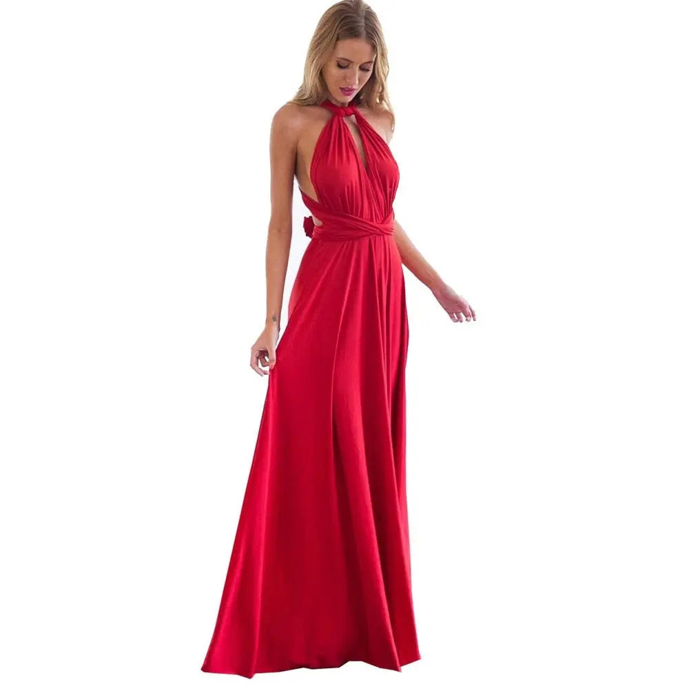 Sexy Women Multiway Wrap Convertible Boho Maxi Club Red Dress Bandage Long Dress nowadaysfashion