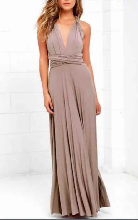 Sexy Women Multiway Wrap Convertible Boho Maxi Club Red Dress Bandage Long Dress nowadaysfashion