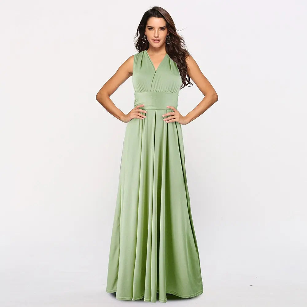 Sexy Women Multiway Wrap Convertible Boho Maxi Club Red Dress Bandage Long Dress nowadaysfashion