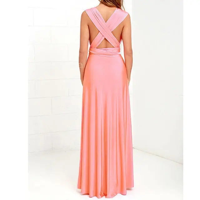 Sexy Women Multiway Wrap Convertible Boho Maxi Club Red Dress Bandage Long Dress nowadaysfashion