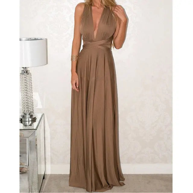 Sexy Women Multiway Wrap Convertible Boho Maxi Club Red Dress Bandage Long Dress nowadaysfashion