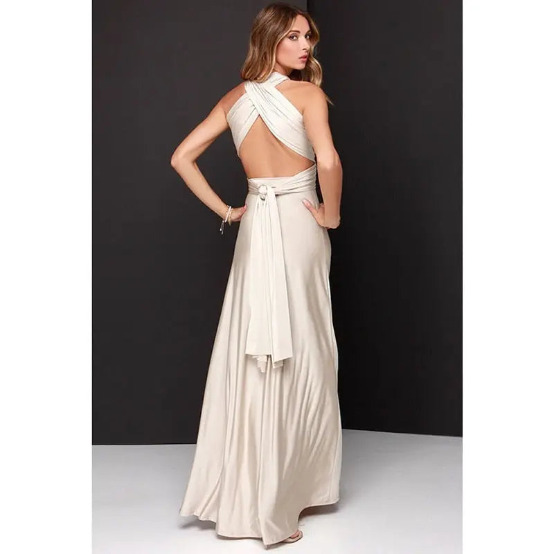 Sexy Women Multiway Wrap Convertible Boho Maxi Club Red Dress Bandage Long Dress nowadaysfashion