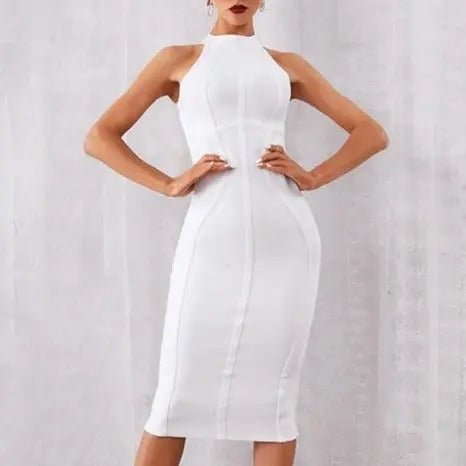 2022 New Summer White Women Bodycon Bandage Dress Elegant Tank Sexy Sleeveless Dresses nowadaysfashion