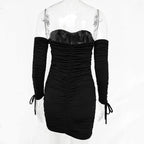 Women Spring Autumn Bandage Dress Women Sexy Off Shoulder Long Sleeve Slim Elastic Bodycon Vestidos nowadaysfashion