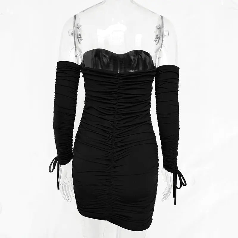 Women Spring Autumn Bandage Dress Women Sexy Off Shoulder Long Sleeve Slim Elastic Bodycon Vestidos nowadaysfashion