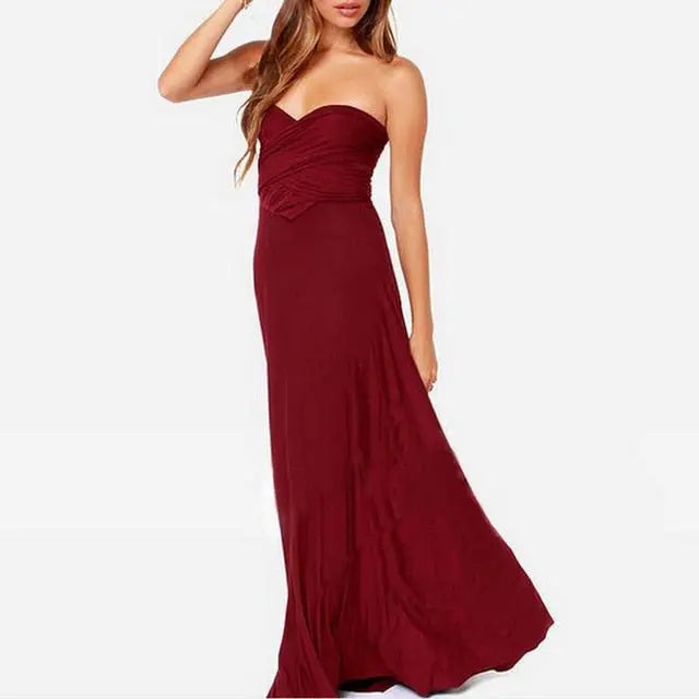 Sexy Women Multiway Wrap Convertible Boho Maxi Club Red Dress Bandage Long Dress nowadaysfashion