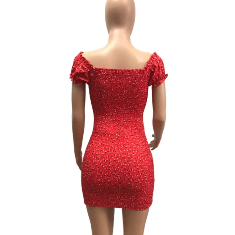 Women Floral Wrap Dress Off Shoulder Tie Up Front Ruffle Mini Dress Summer Office Lady Slash Neck Printed Pencil Dress nowadaysfashion