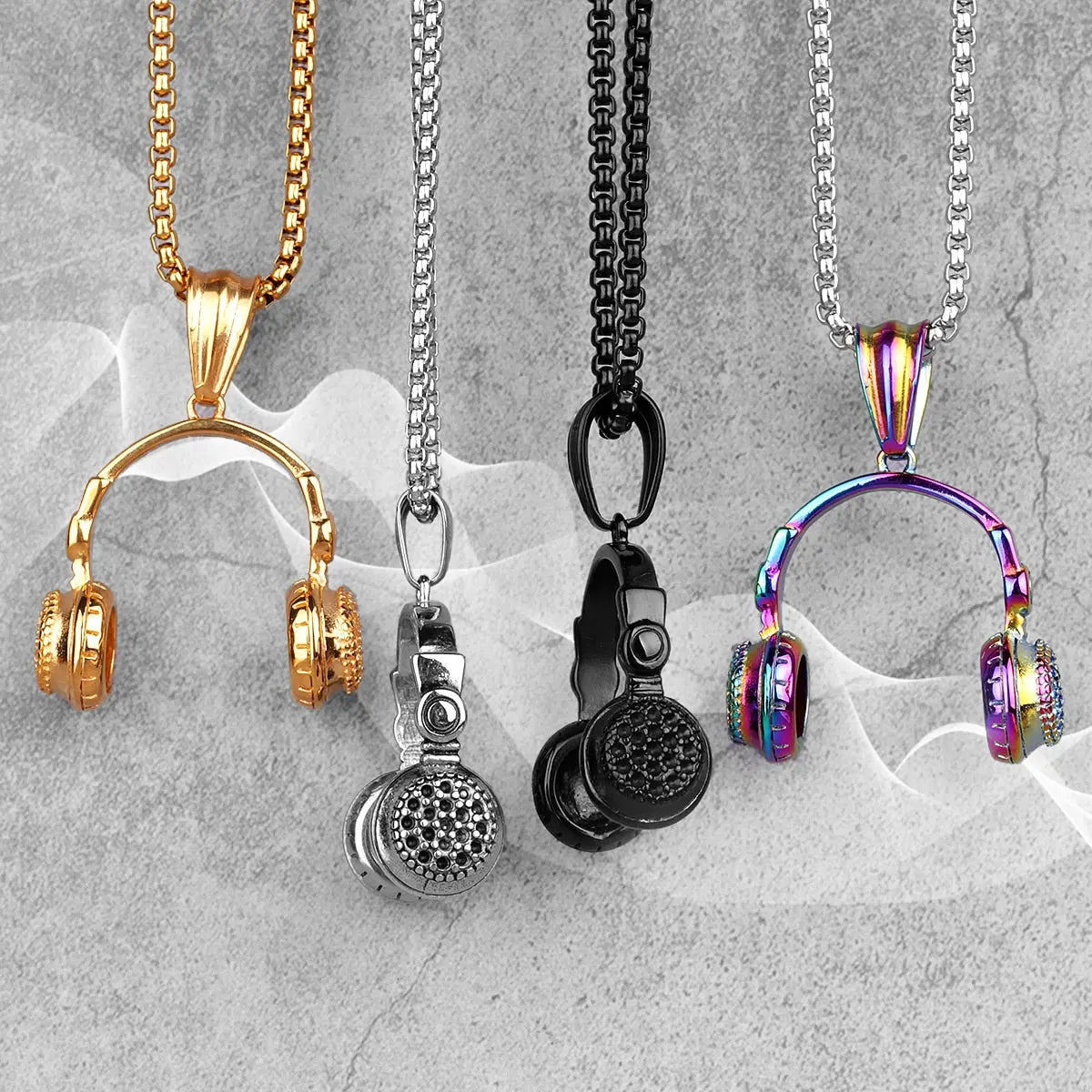 Headset Earphone Gold Mens Long Necklaces Pendants Chain Hip Hop for Boy Male Creativity Gift nowadaysfashion