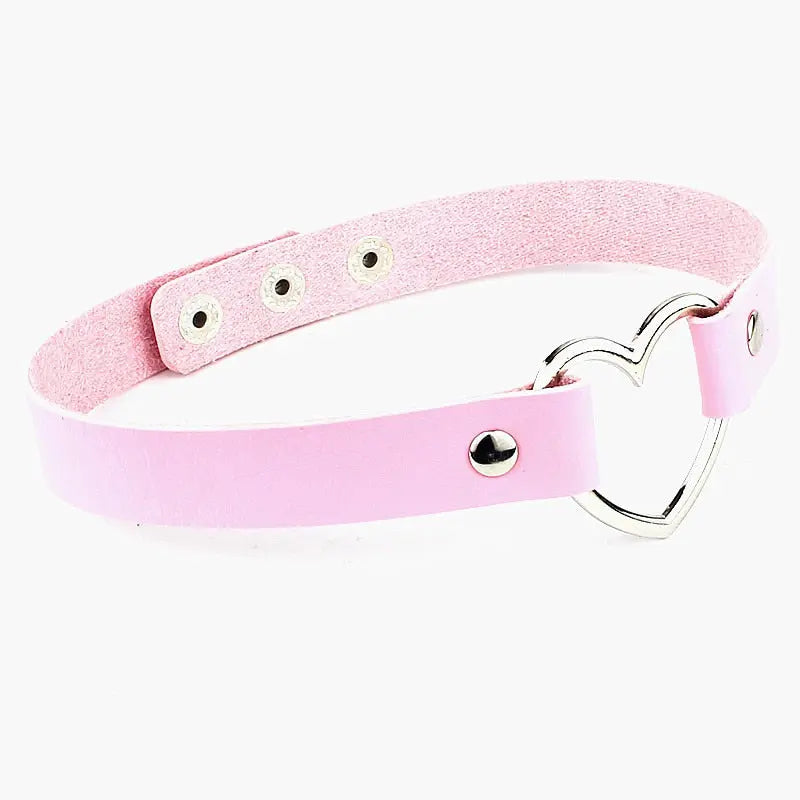 New Punk Gothic PU Leather Choker Chain Heart Buckle Collar Necklace nowadaysfashion