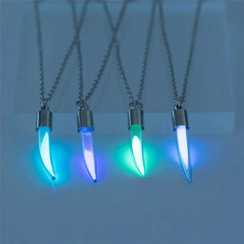 Chili Clavicle Chain Luminous Stone Metal Tooth Pendant Men and Women Personality Gift nowadaysfashion