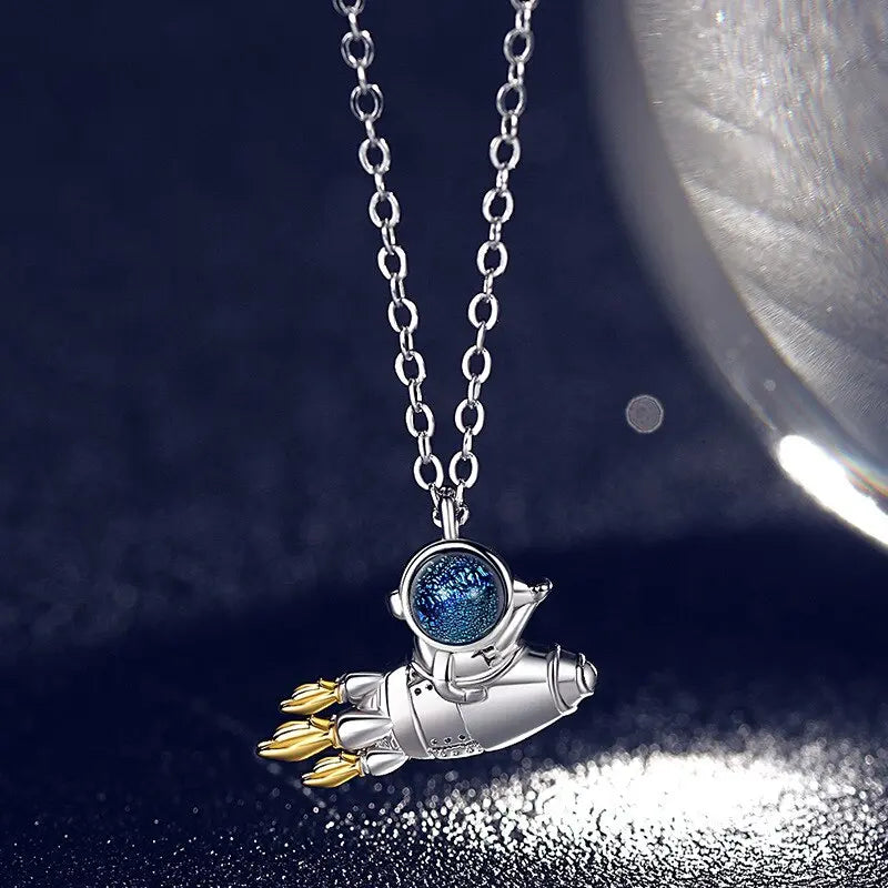 Spaceman Moon Couples Necklace Milky Way Space Pendant Necklaces Jewelry nowadaysfashion