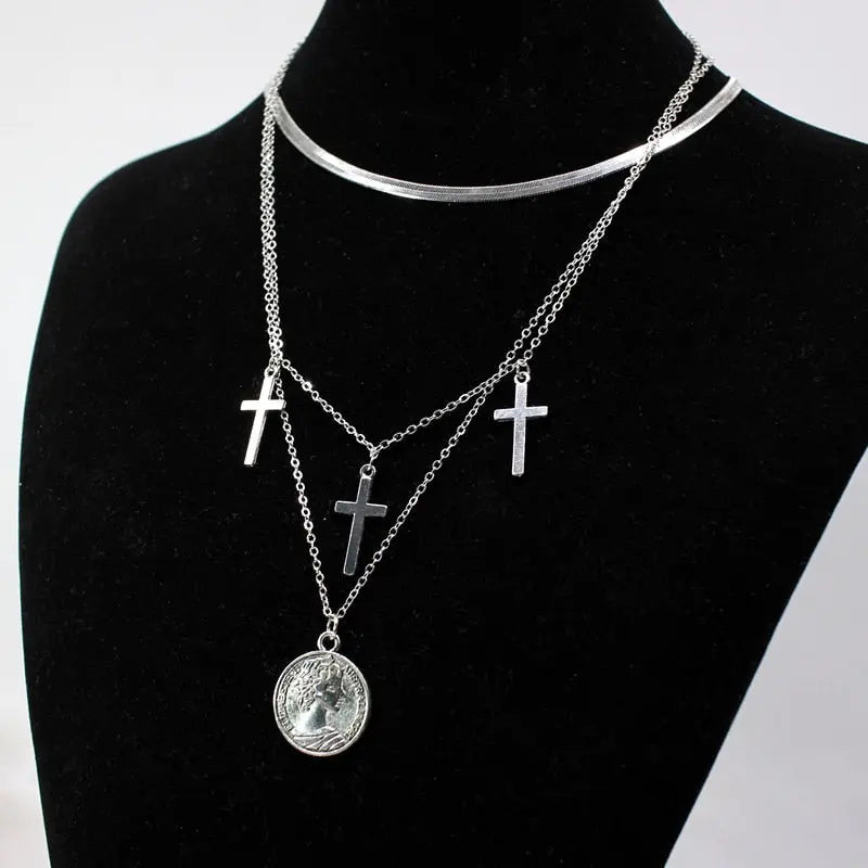 Goth Streetwear Necklaces Grunge Cross Pendants Neck Chain Indie Jewelry nowadaysfashion