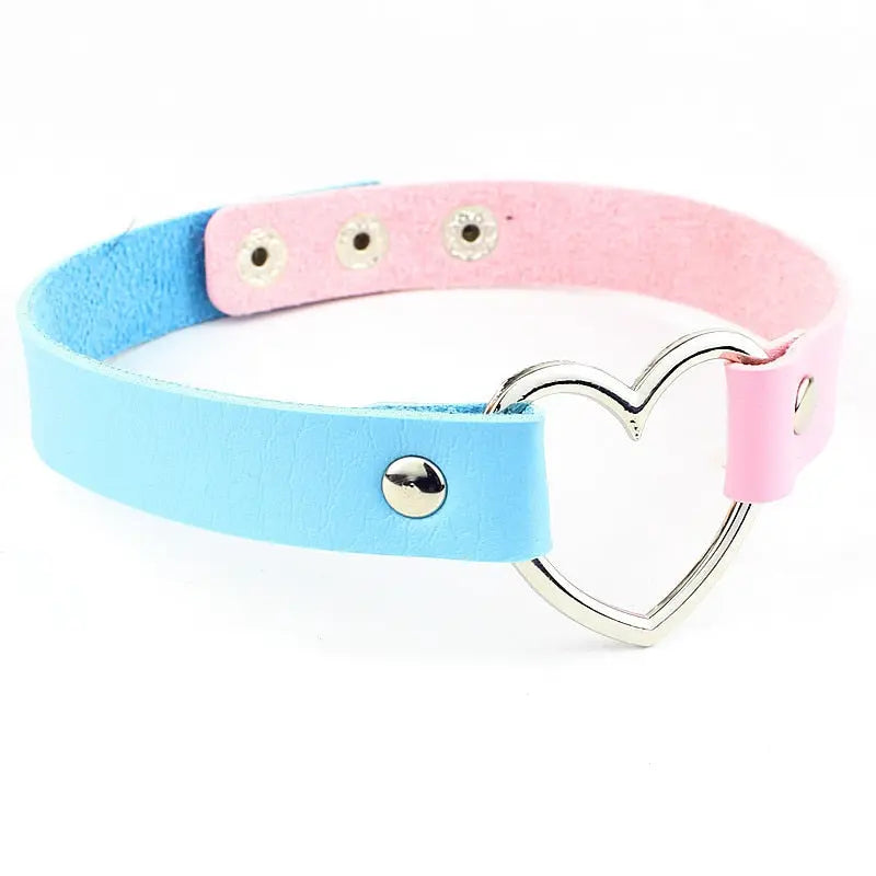 New Punk Gothic PU Leather Choker Chain Heart Buckle Collar Necklace nowadaysfashion