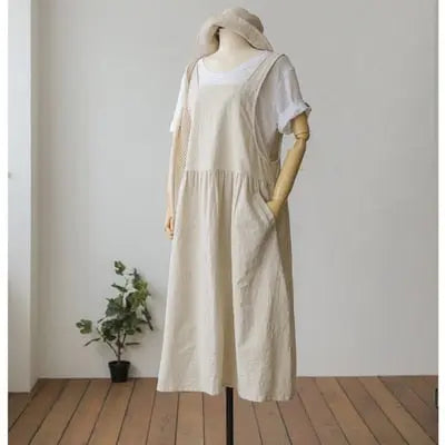 Spring and Summer Sleeveless Robe Dress Ladies Dress Plus Size XL- 5XL Cotton Linen Wome nowadaysfashion