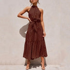 Summer Long Dress Polka Dot Casual Dresses Black Sexy Halter Strapless Sundress Vacation nowadaysfashion