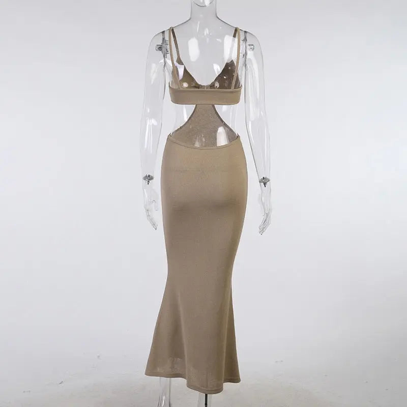 Strap Sexy Backless Maxi Dress Summer Holiday Women Dresses Hollow Out Dress Sundress nowadaysfashion