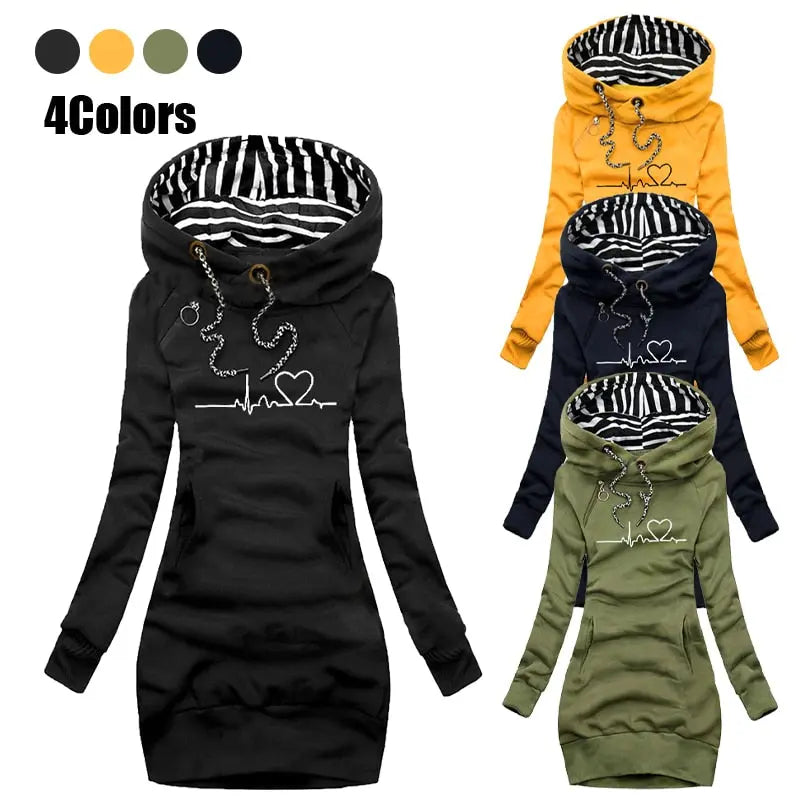 Autumn and Winter Women Dresses Long Sleeve Hoodie Dress for Women Pullover Hooded Dresses nowadaysfashion