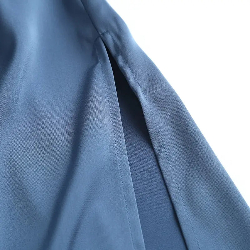 Autumn Fashion Women Elegant Satin Dress Long Sleeve Office Ladies Midi Dress nowadaysfashion