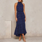 Summer Long Dress Polka Dot Casual Dresses Black Sexy Halter Strapless Sundress Vacation nowadaysfashion