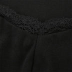 Square Neck Lace Patchwork Bodycon Black Dress Women Cotton Side Split Autumn Dress nowadaysfashion